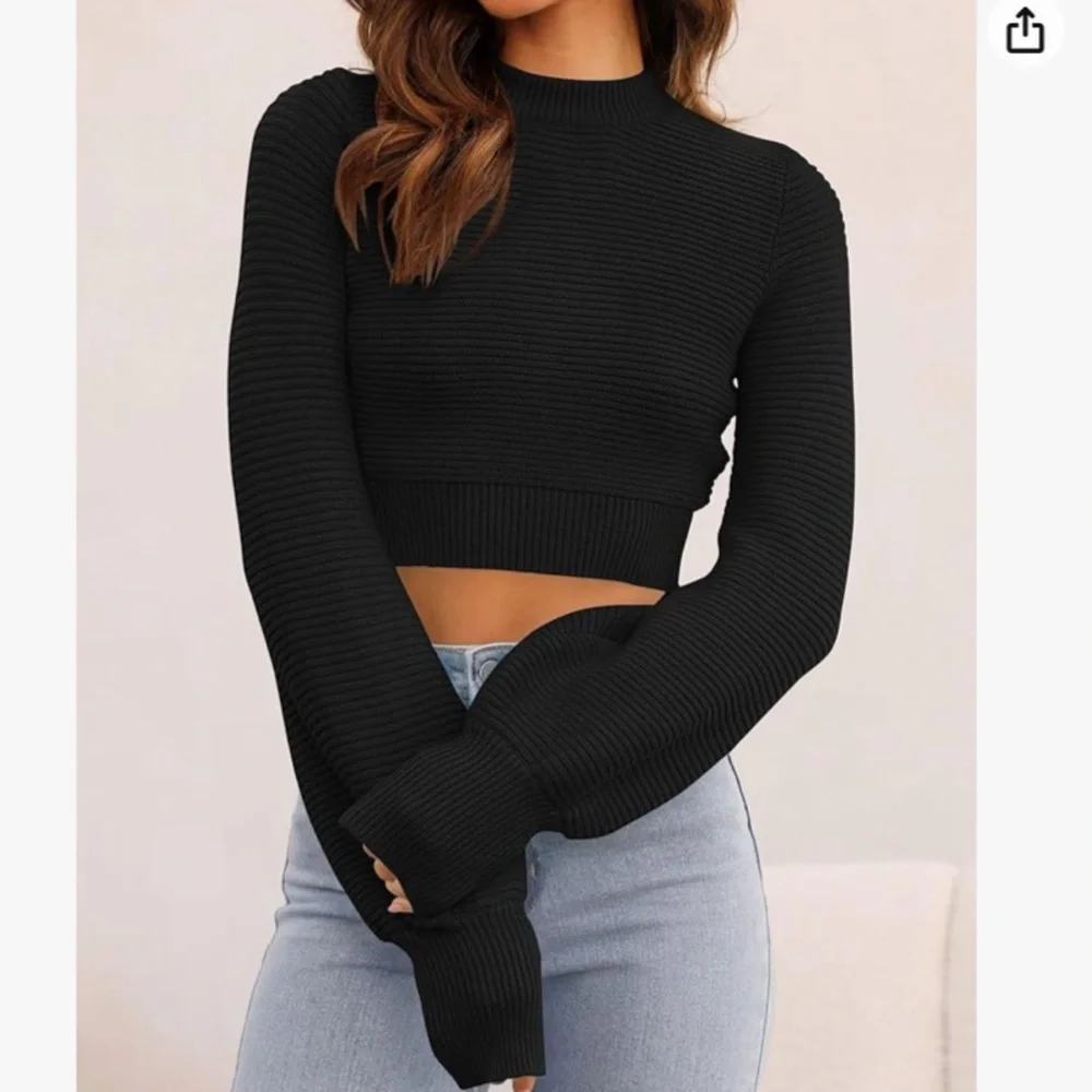 “Zenica” black mock neck cropped top; size small; NWT - Picture 3 of 12